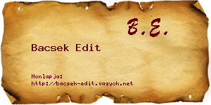 Bacsek Edit névjegykártya